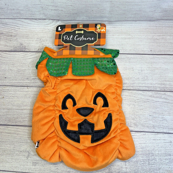 Woof Dog Pet Costume PUMPKIN Sz Large 17-18" Long 24.5" Girth New - Picture 1 of 4
